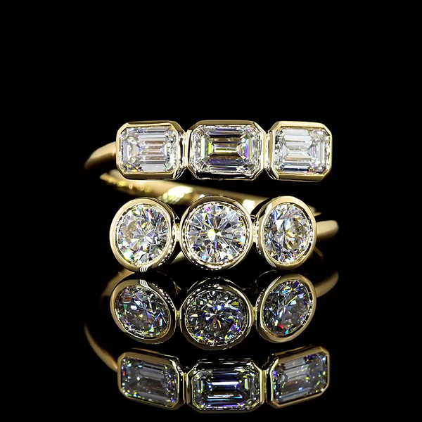 Lab-Grown 1.78 Carat Emerald E-VS Diamond 14K Yellow Gold Special Eternity Band