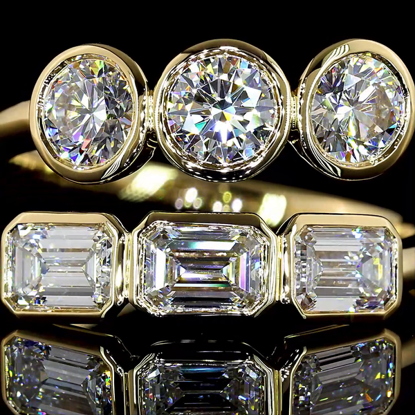 Lab-Grown 1.78 Carat Emerald E-VS Diamond 14K Yellow Gold Special Eternity Band