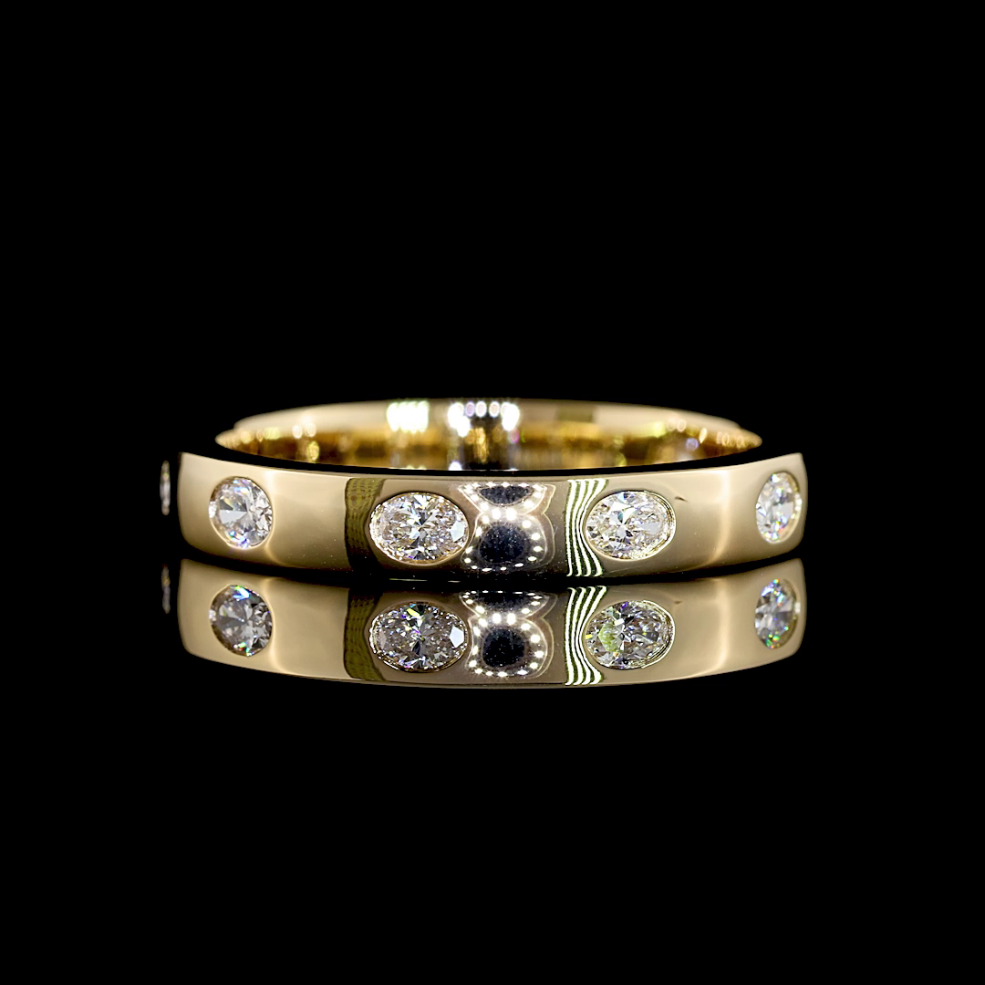 Lab-Grown 0.39 Carat Oval E-VS Diamond 14K Yellow Gold Eternity Band Eternity Ba