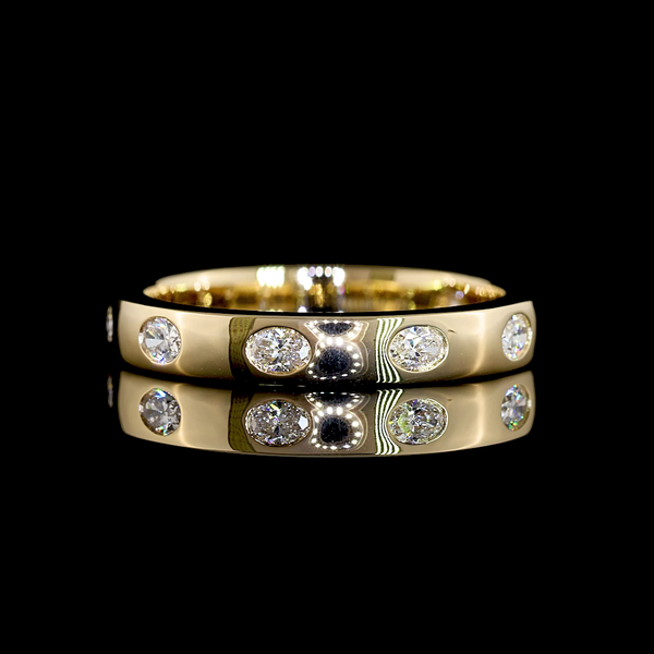 Lab-Grown 0.39 Carat Oval E-VS Diamond 14K Yellow Gold Eternity Band Eternity Ba