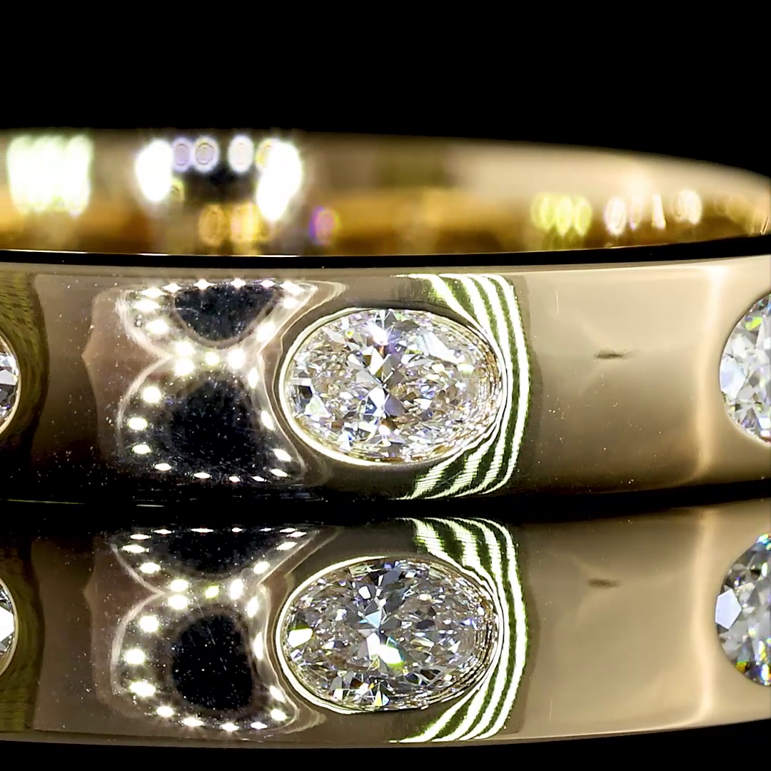 Lab-Grown 0.39 Carat Oval E-VS Diamond 14K Yellow Gold Eternity Band