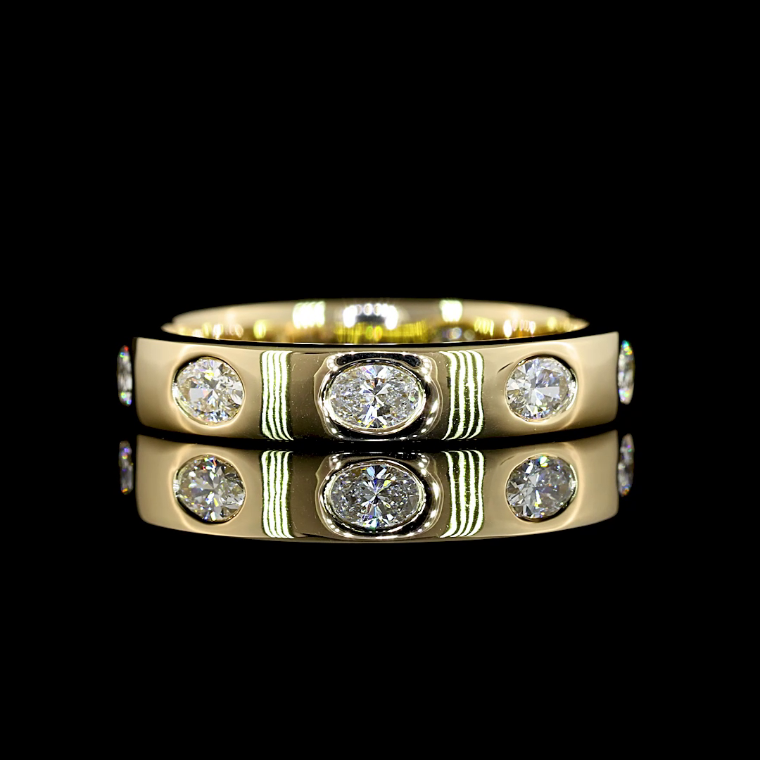 Lab-Grown 0.69 Carat Oval E-VS Diamond 14K Yellow Gold Eternity Band