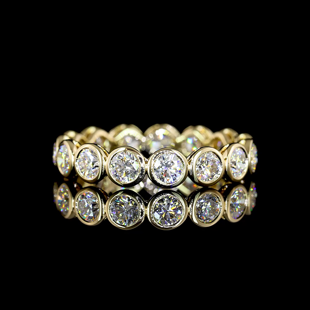 Lab-Grown 1.98 Carat Round E-F-VS Diamond 14K Yellow Gold Eternity Band