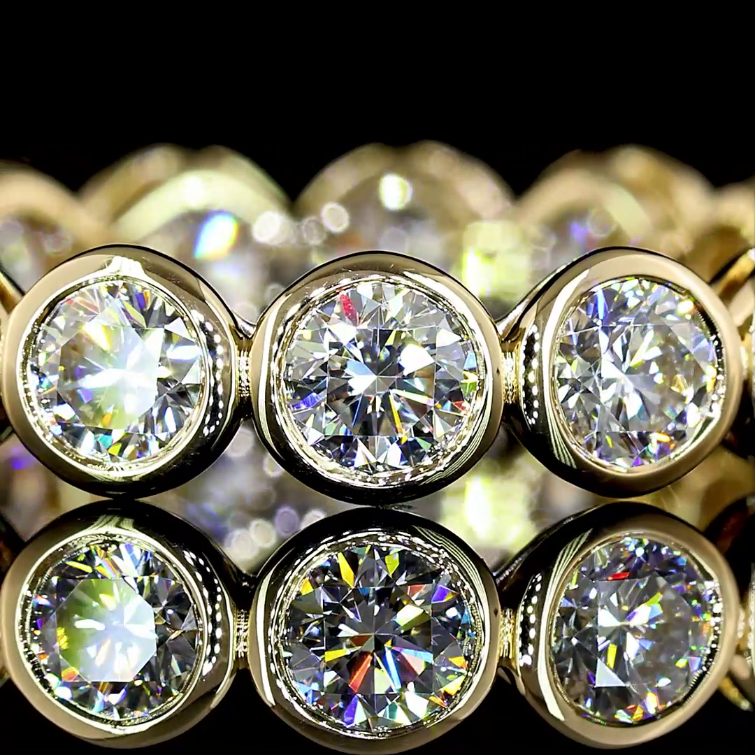 Lab-Grown 1.98 Carat Round E-F-VS Diamond 14K Yellow Gold Eternity Band