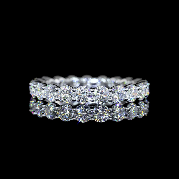 Lab-Grown 2.08 Carat Round E-VS Diamond 14K White Gold Eternity Band Eternity Ba