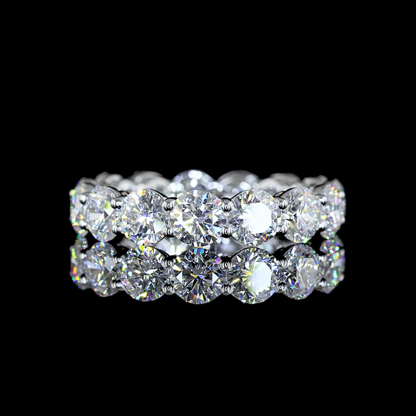 Lab-Grown 4.71 Carat Round D-VS2 Diamond 14K White Gold Eternity Band Eternity B