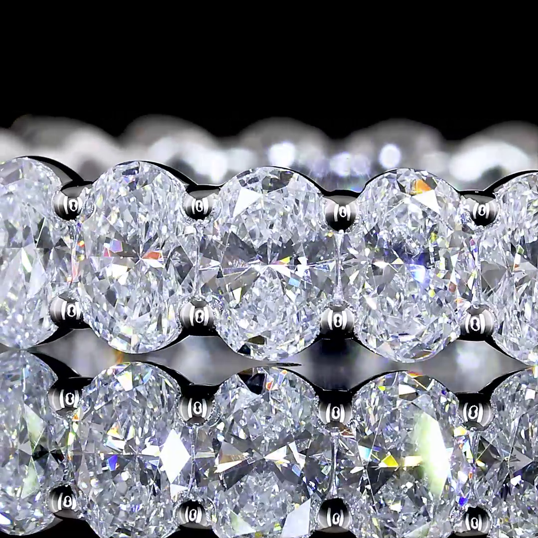 Lab-Grown 2.32 Carat Oval E-VS Diamond 14K White Gold Eternity Band Eternity Ban