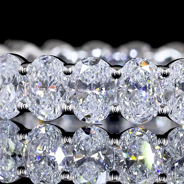 Lab-Grown 2.32 Carat Oval E-VS Diamond 14K White Gold Eternity Band Eternity Ban