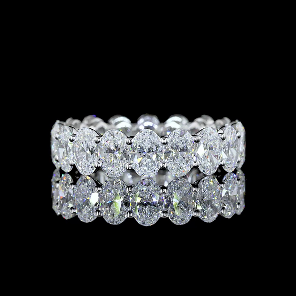 Lab-Grown 5.03 Carat Oval F-VS1 Diamond 14K White Gold Eternity Band Eternity Ba
