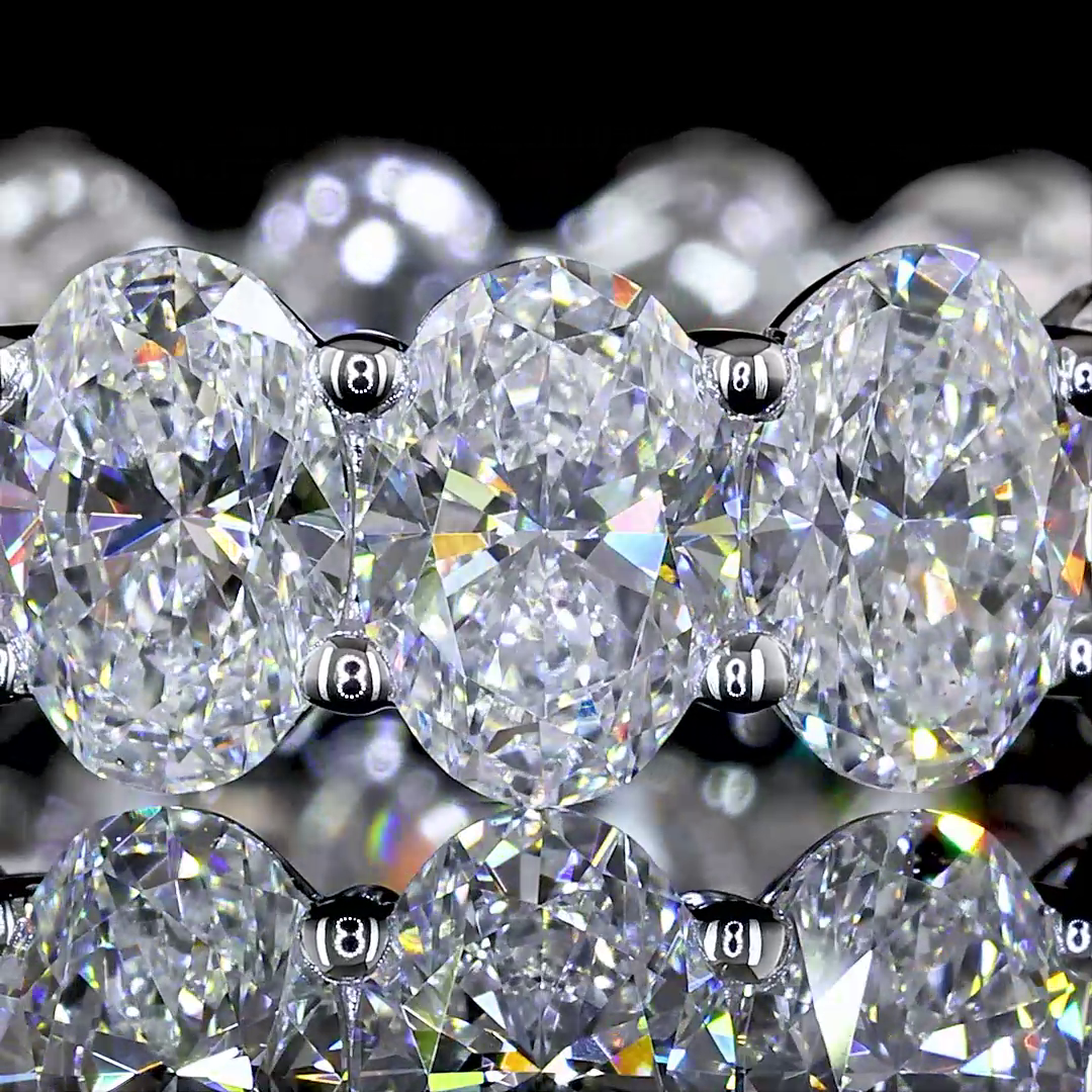 Lab-Grown 5.03 Carat Oval F-VS1 Diamond 14K White Gold Eternity Band Eternity Ba
