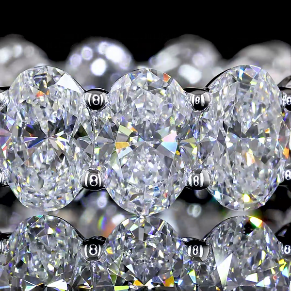 Lab-Grown 5.03 Carat Oval F-VS1 Diamond 14K White Gold Eternity Band Eternity Ba