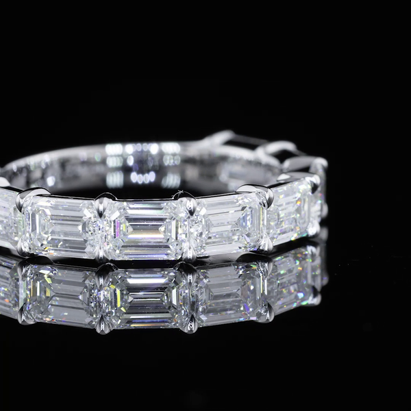 Lab-Grown 3.08 Carat Emerald F-VVS2 Diamond 14K White Gold Half Eternity Eternit