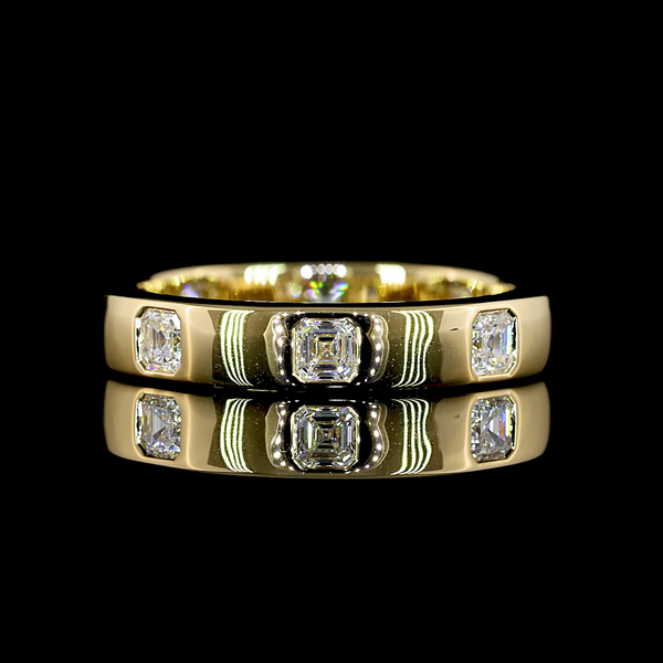 Lab-Grown 0.83 Carat Asscher E-VS Diamond 14K Yellow Gold Eternity Band Eternity