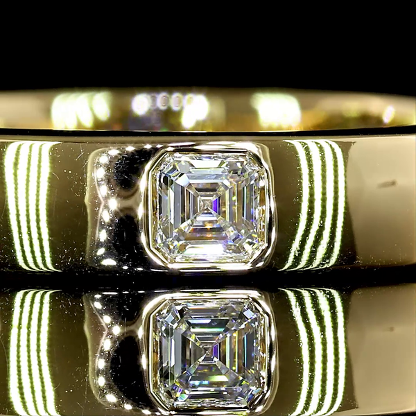 Lab-Grown 0.83 Carat Asscher E-VS Diamond 14K Yellow Gold Eternity Band Eternity