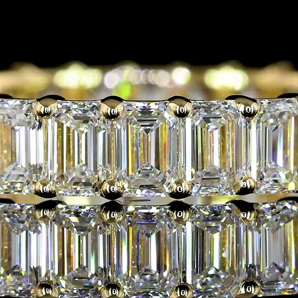 Lab-Grown 2.64 Carat Emerald E-VS Diamond 14K Yellow Gold Eternity Band Eternity