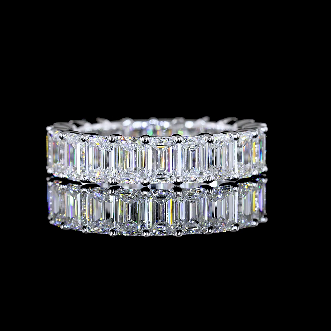 Lab-Grown 4.54 Carat Emerald E-VS Diamond 14K White Gold Eternity Band Eternity 