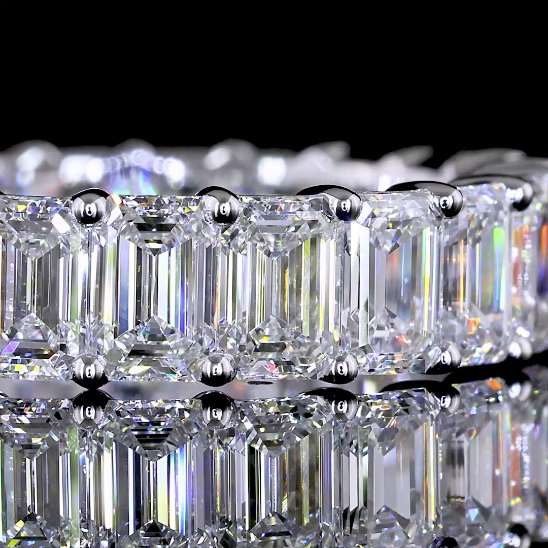 Lab-Grown 4.54 Carat Emerald E-VS Diamond 14K White Gold Eternity Band Eternity 