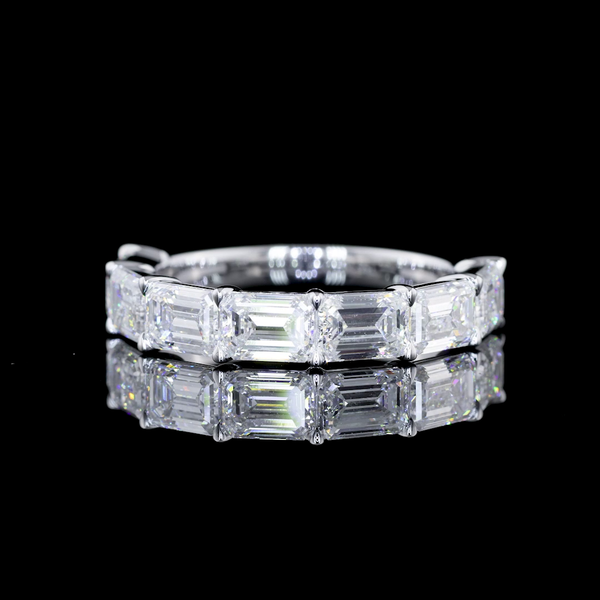 Lab-Grown 2.97 Carat Emerald E-VS1 Diamond 14K White Gold Half Eternity Eternity Band