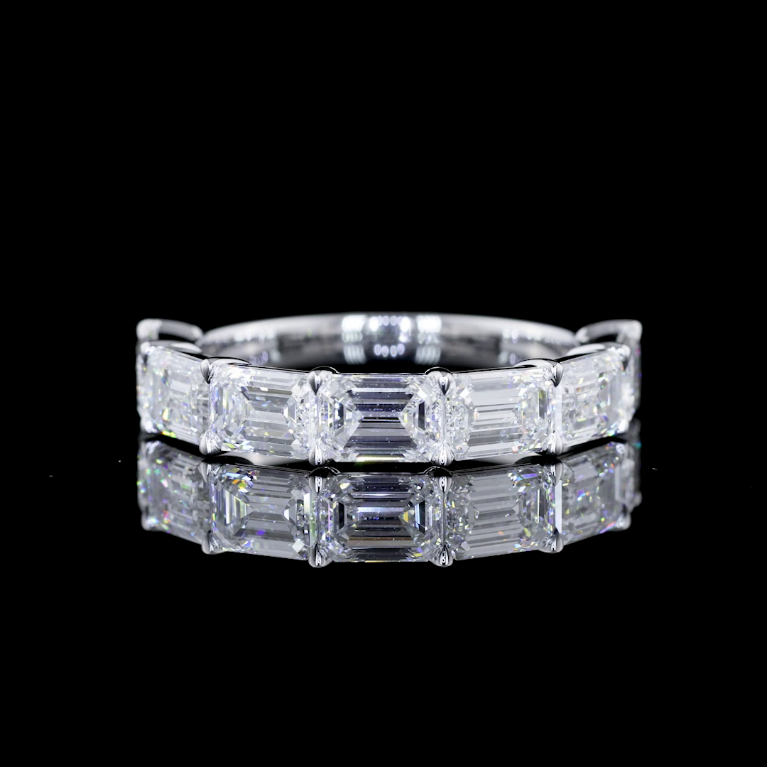 Lab-Grown 2.41 Carat Emerald F-VS1 Diamond 14K White Gold Half Eternity Eternity