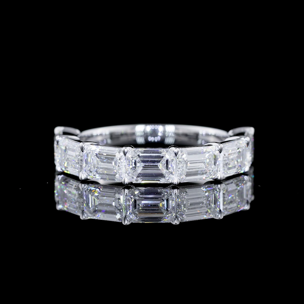 Lab-Grown 2.41 Carat Emerald F-VS1 Diamond 14K White Gold Half Eternity Eternity