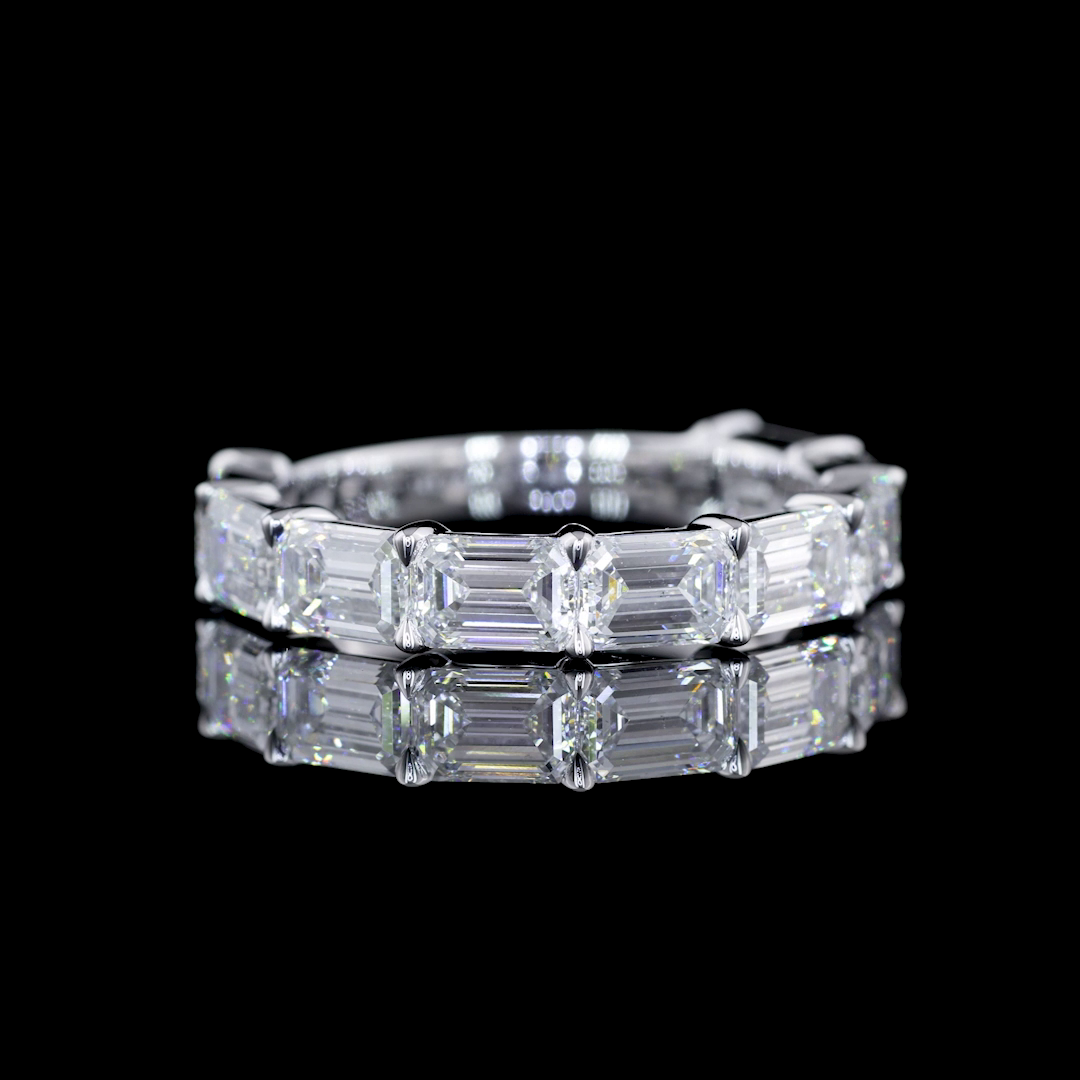 Lab-Grown 3 Carat Emerald D-VS1 Diamond 14K White Gold 3/4 Band Eternity Band