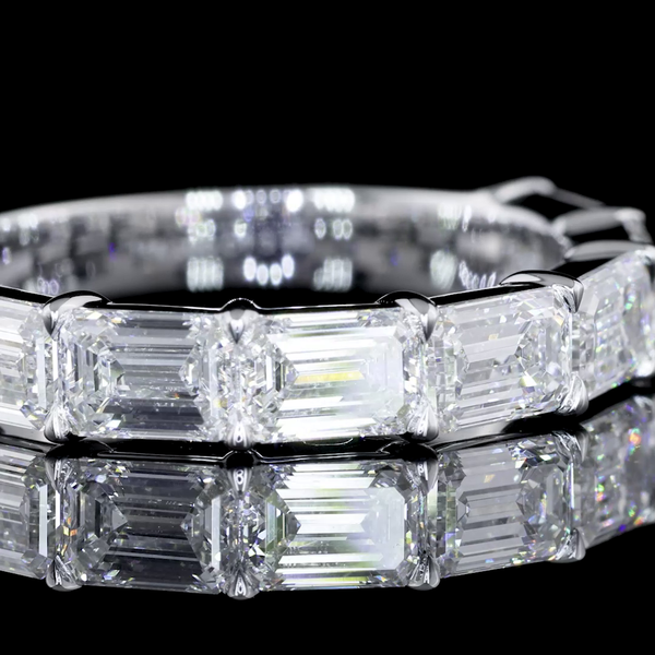 Lab-Grown 3.14 Carat Emerald D-VS1 Diamond 14K White Gold 3/4 Band Eternity Band