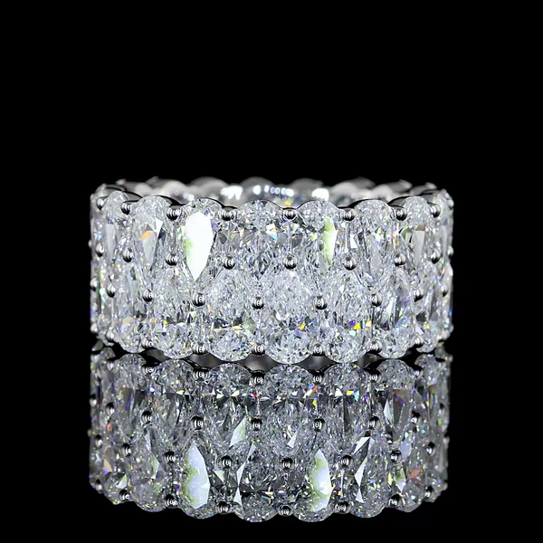 Lab-Grown 10.01 Carat Pear E-VS Diamond 14K White Gold Eternity Band Eternity Ba