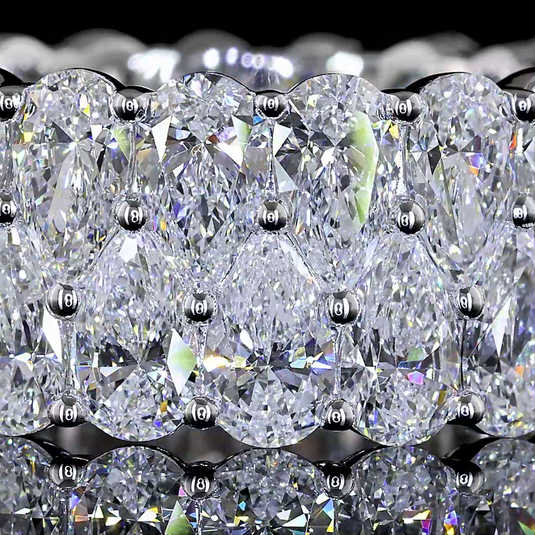 Lab-Grown 10.01 Carat Pear E-VS Diamond 14K White Gold Eternity Band Eternity Ba