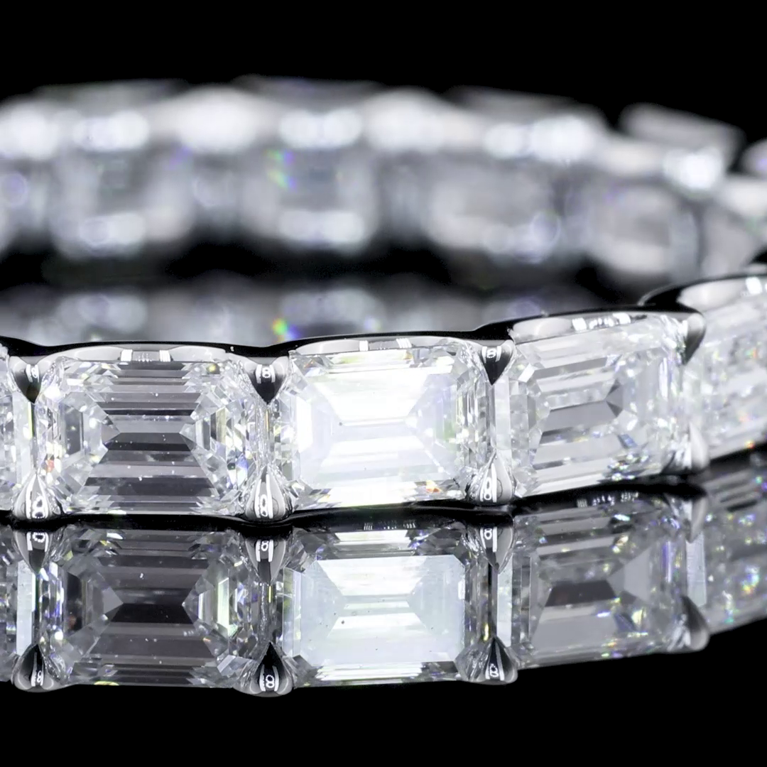 Lab-Grown 2.9 Carat Emerald E-VVS2 Diamond 14K White Gold Eternity Band