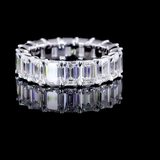 Lab-Grown 6.30 Carat Emerald F-VVS2 Diamond 14K White Gold Eternity Band Eternity Band