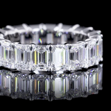 Lab-Grown 6.30 Carat Emerald F-VVS2 Diamond 14K White Gold Eternity Band Eternity Band