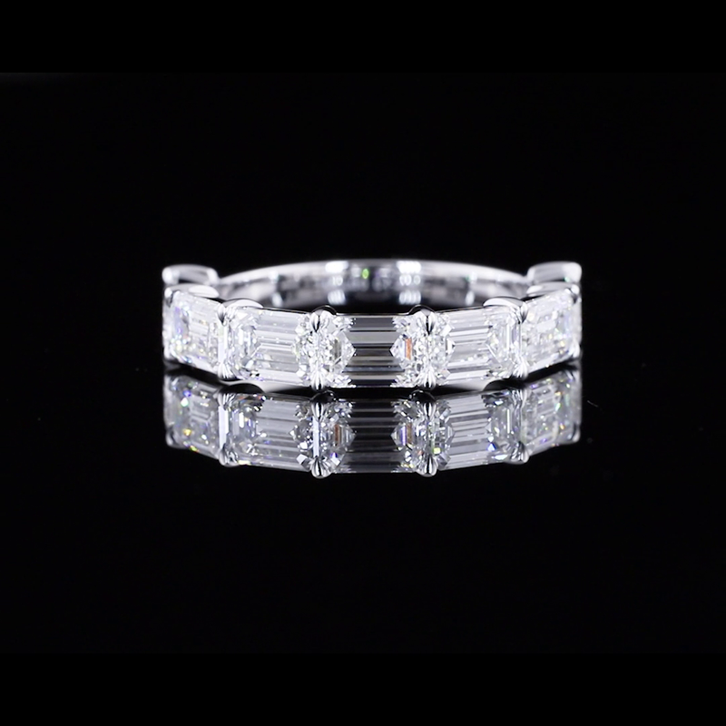 Lab-Grown 2.97 Carat Emerald E-VS2 Diamond 14K White Gold Half Eternity Eternity Band