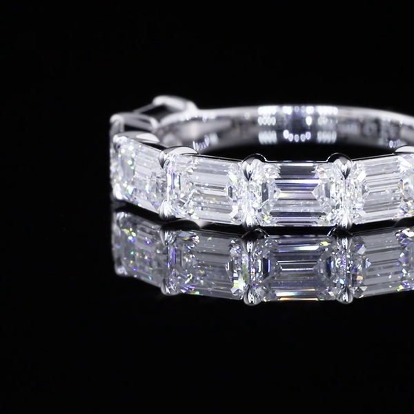 Lab-Grown 2.97 Carat Emerald E-VS2 Diamond 14K White Gold Half Eternity Eternity Band