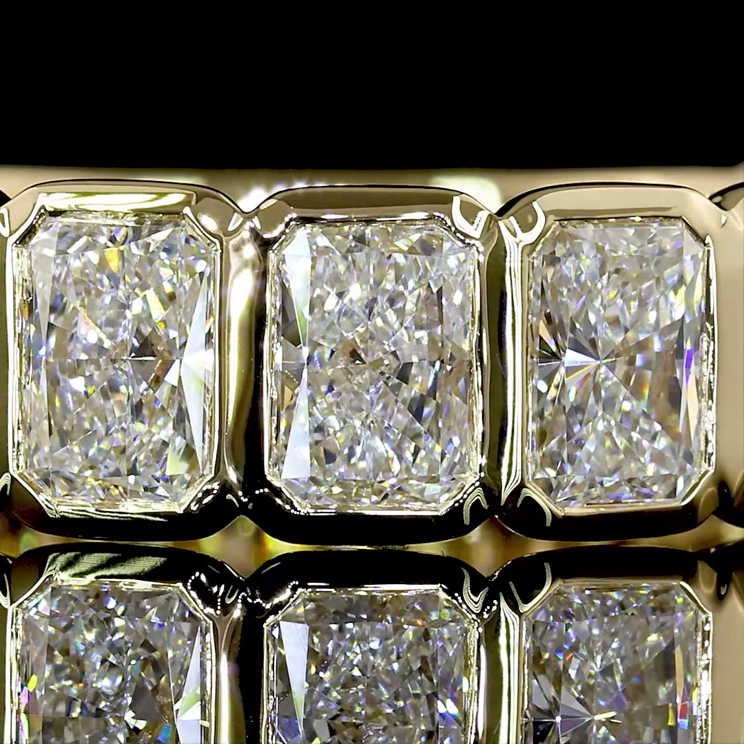 Lab-Grown 3.34 Carat Radiant D-VS1 Diamond 14K Yellow Gold 3/4 Band Eternity Ban