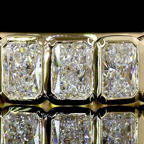 Lab-Grown 3.34 Carat Radiant D-VS1 Diamond 14K Yellow Gold 3/4 Band Eternity Ban