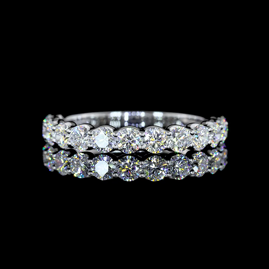Lab-Grown 1.05 Carat Round E-VS Diamond 14K White Gold Half Eternity Eternity Ba