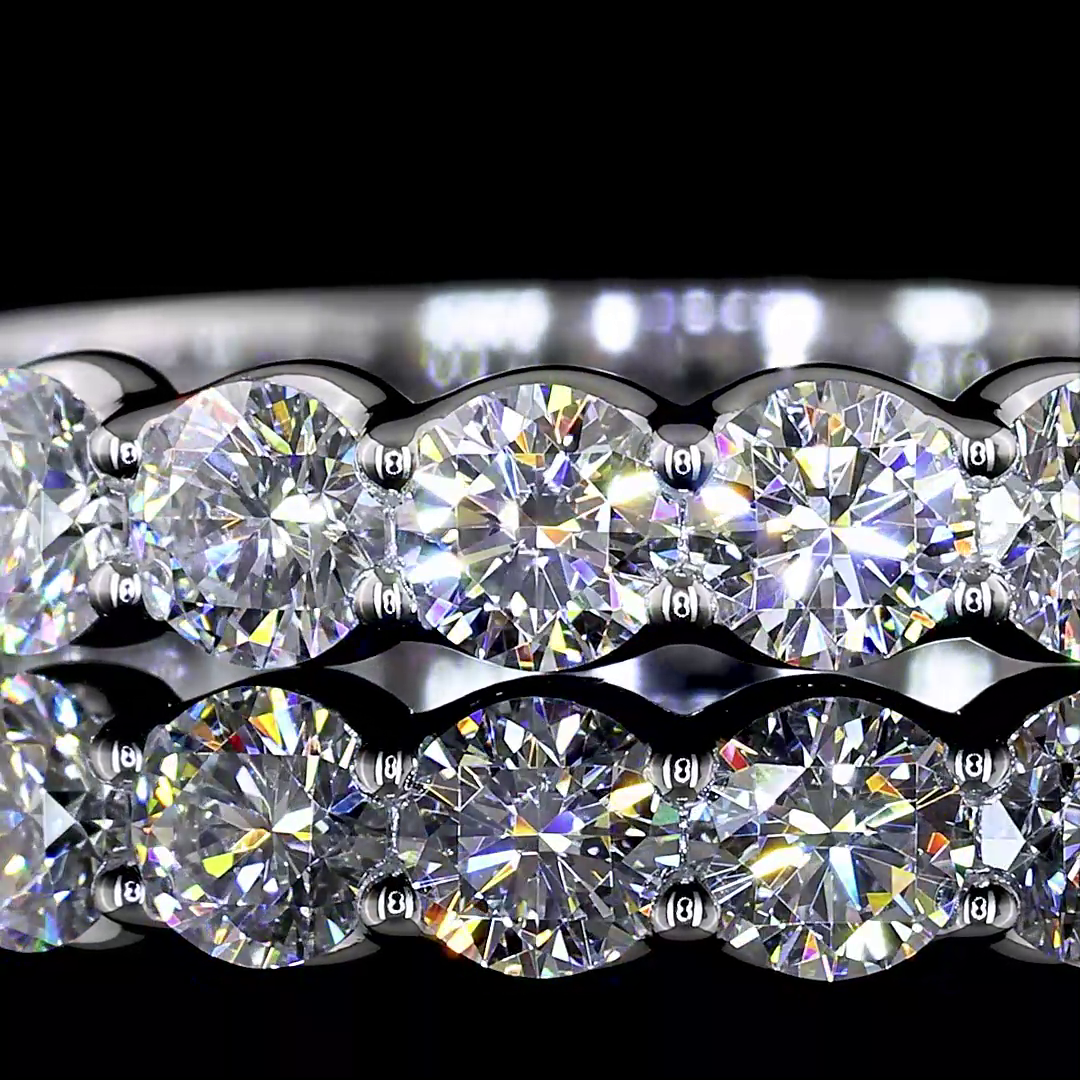 Lab-Grown 1.05 Carat Round E-VS Diamond 14K White Gold Half Eternity Eternity Ba