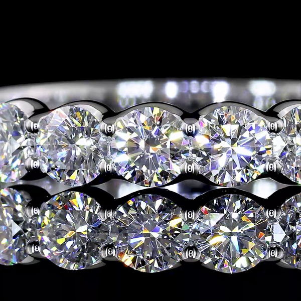 Lab-Grown 1.05 Carat Round E-VS Diamond 14K White Gold Half Eternity Eternity Ba