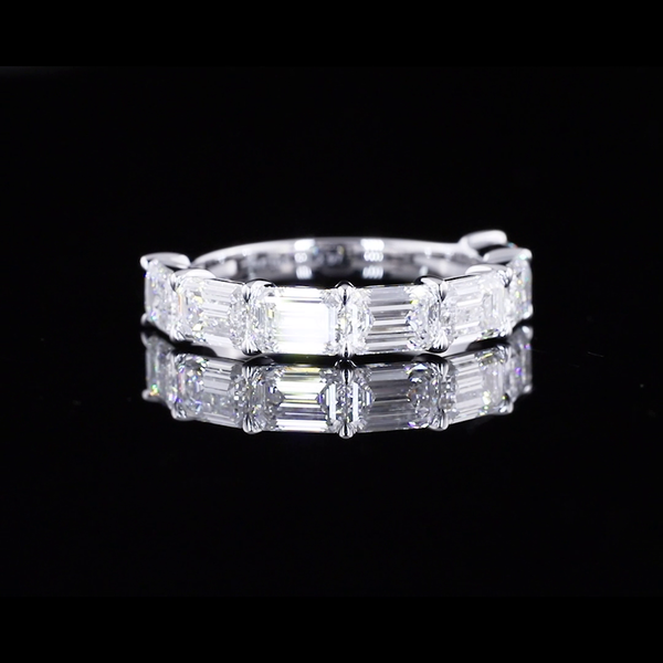 Lab-Grown 2.68 Carat Emerald E-VVS2 Diamond 14K White Gold Half Eternity Eternit