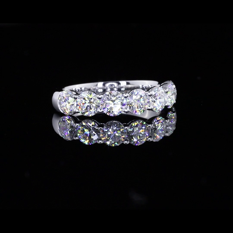 Lab-Grown 2.00 Carat Round D-VS1 Diamond 14K White Gold Half Eternity Eternity Band