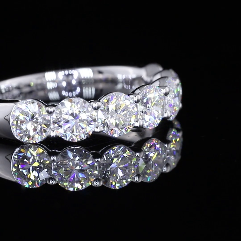 Lab-Grown 2.00 Carat Round D-VS1 Diamond 14K White Gold Half Eternity Eternity Band