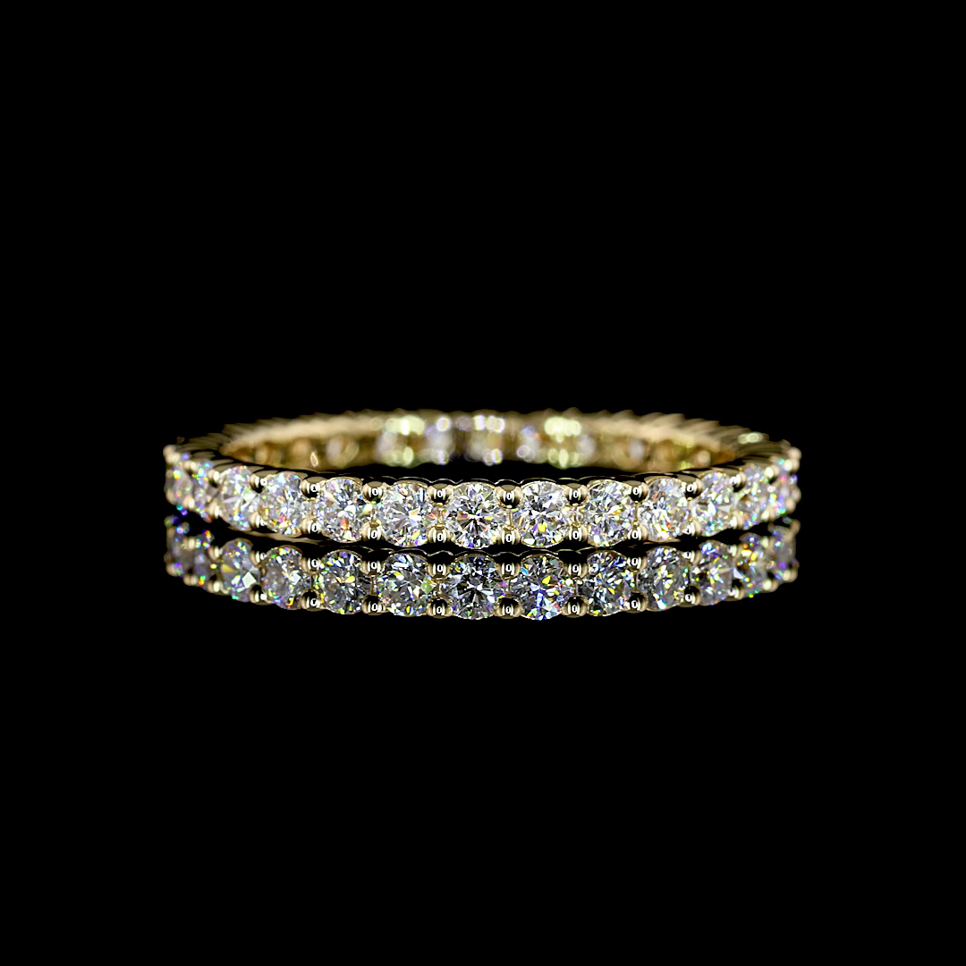 Lab-Grown 0.93 Carat Round E-VS1 Diamond 14K Yellow Gold Eternity Band Eternity 