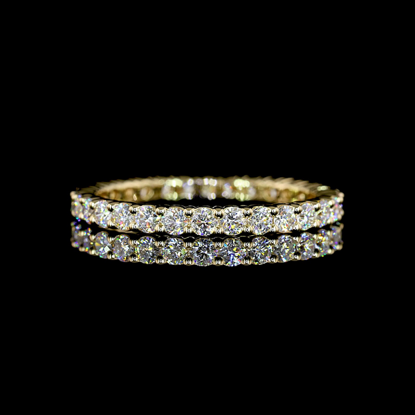 Lab-Grown 0.93 Carat Round E-VS1 Diamond 14K Yellow Gold Eternity Band Eternity 