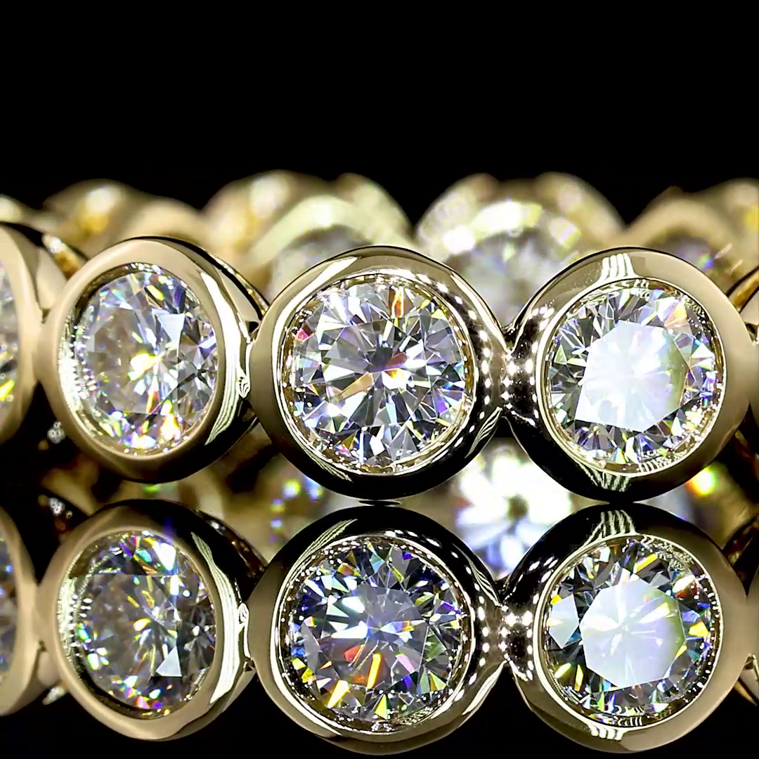 Lab-Grown 1.86 Carat Round E-VS Diamond 14K Yellow Gold Eternity Band Eternity B