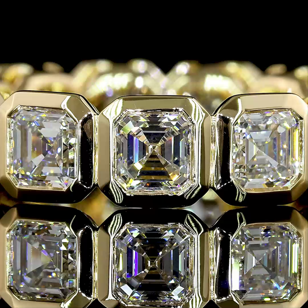 Lab-Grown 3.92 Carat Asscher E-VS Diamond 14K Yellow Gold Eternity Band Eternity