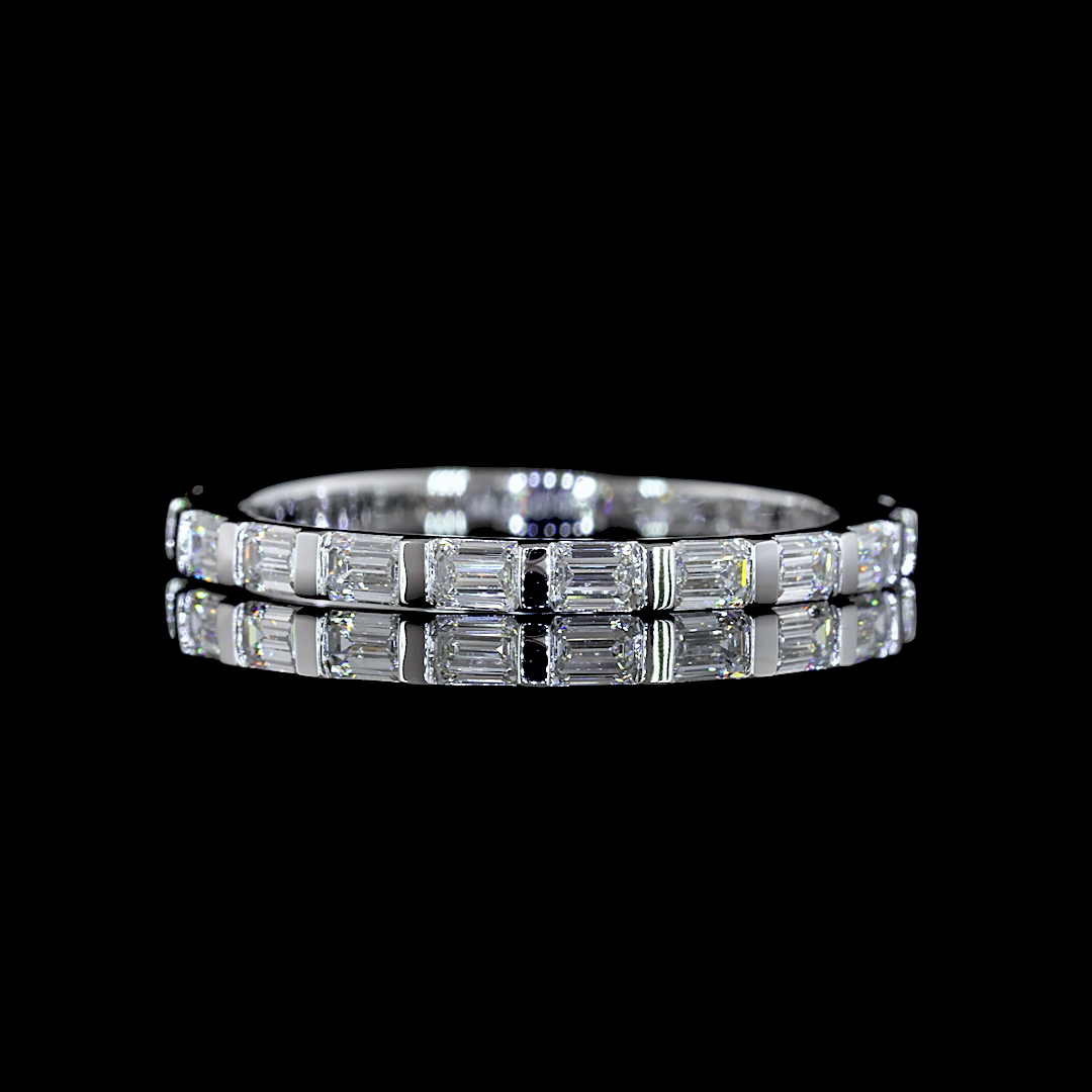 Lab-Grown 0.87 Carat Emerald E-VS Diamond 14K White Gold 3/4 Band Eternity Band