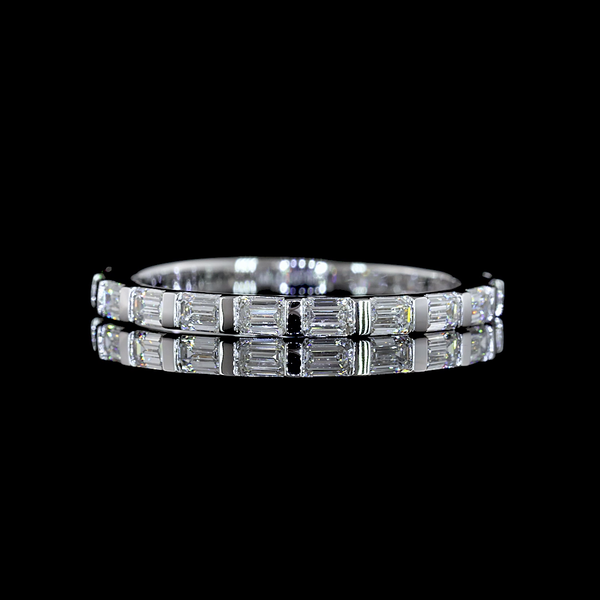 Lab-Grown 0.87 Carat Emerald E-VS Diamond 14K White Gold 3/4 Band Eternity Band