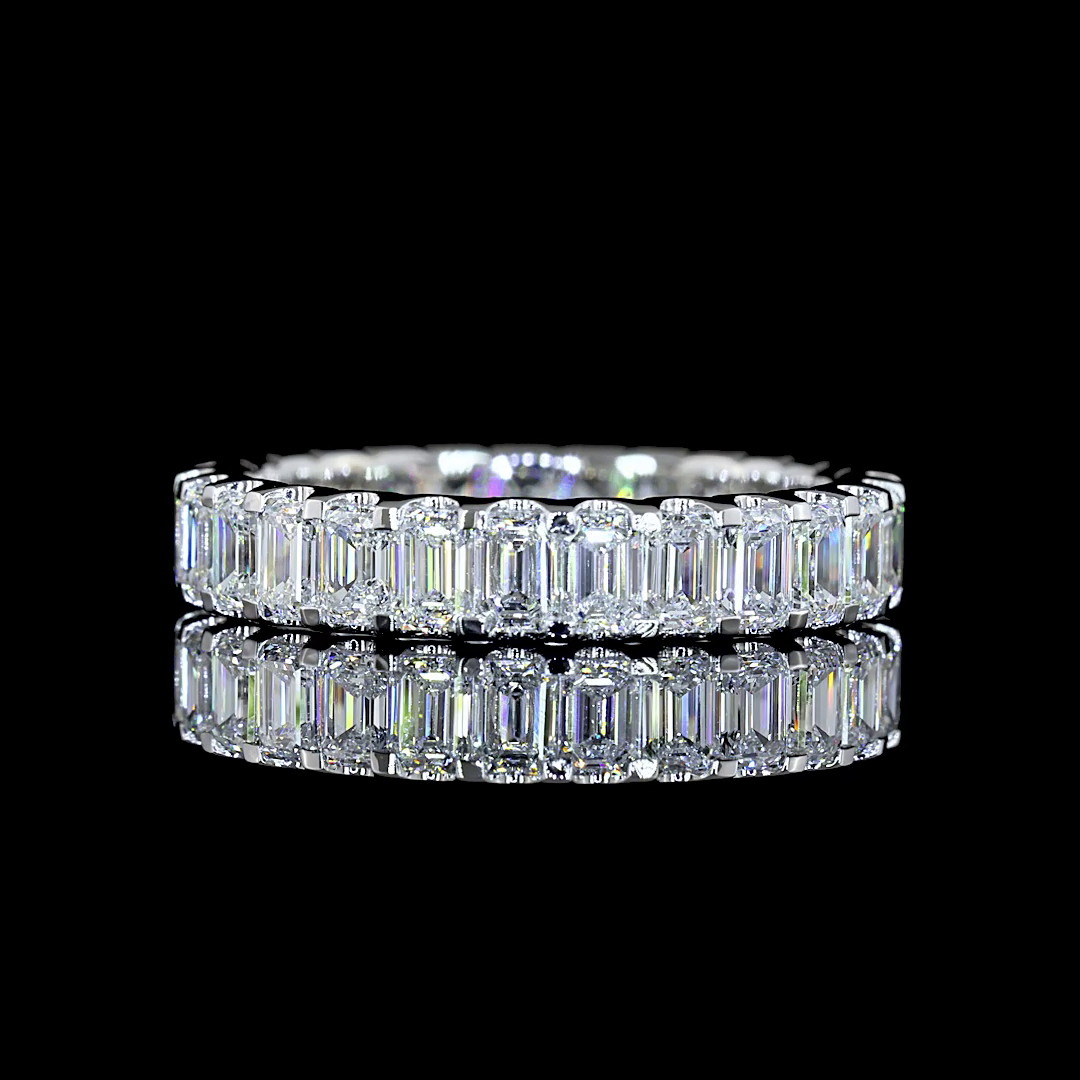 Lab-Grown 2.62 Carat Emerald E-VS Diamond 14K White Gold Eternity Band Eternity 