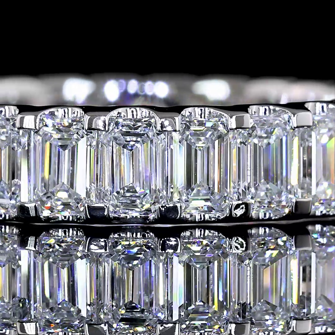 Lab-Grown 2.62 Carat Emerald E-VS Diamond 14K White Gold Eternity Band Eternity 