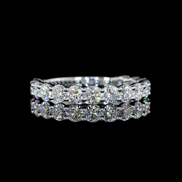 Lab-Grown 1.54 Carat Round E-VS1 Diamond 14K White Gold 3/4 Band Eternity Band